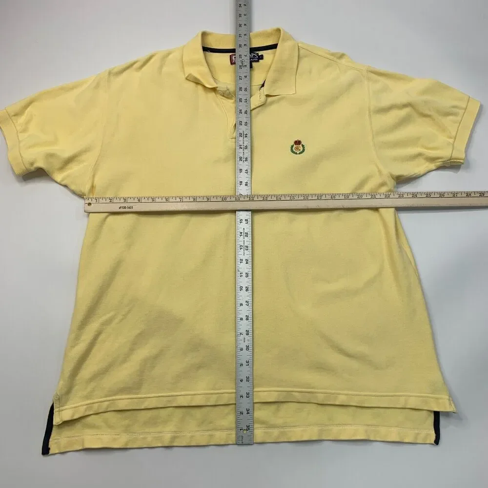 Vintage Chaps Ralph Lauren Polo Shirt Mens L Large Yellow Cotton High Low Vented